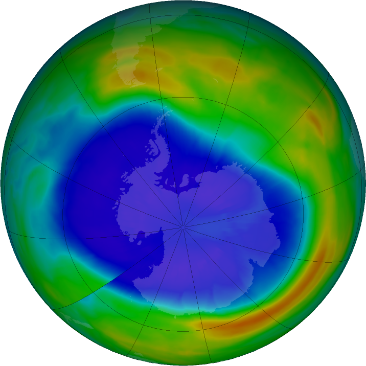 Antarctic ozone map for 12 September 2020